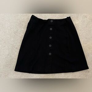 Cabi Black Flare Straight Knee Length Button Accent Back Zip Skirt Sz 4